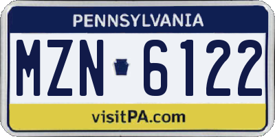 PA license plate MZN6122