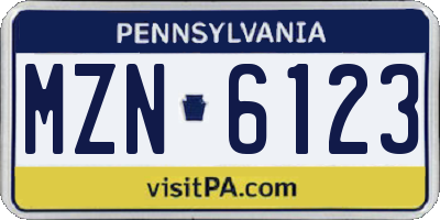 PA license plate MZN6123