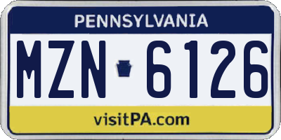 PA license plate MZN6126