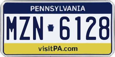 PA license plate MZN6128