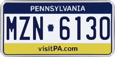 PA license plate MZN6130