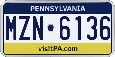 PA license plate MZN6136