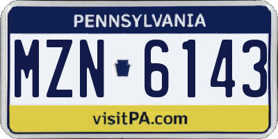 PA license plate MZN6143