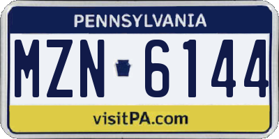 PA license plate MZN6144
