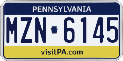 PA license plate MZN6145
