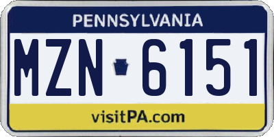 PA license plate MZN6151