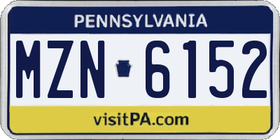 PA license plate MZN6152