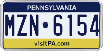 PA license plate MZN6154