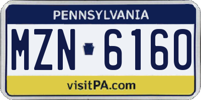 PA license plate MZN6160