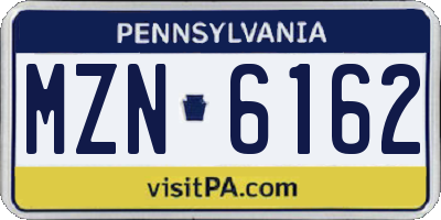 PA license plate MZN6162