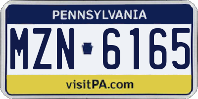 PA license plate MZN6165