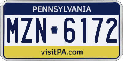 PA license plate MZN6172