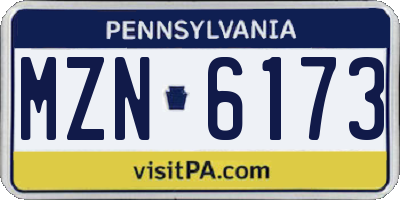 PA license plate MZN6173