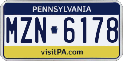 PA license plate MZN6178