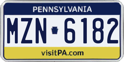 PA license plate MZN6182