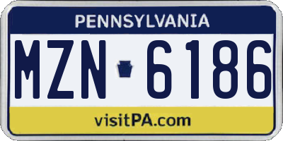 PA license plate MZN6186
