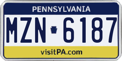 PA license plate MZN6187