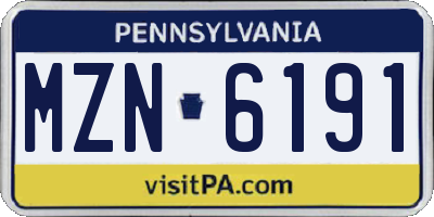 PA license plate MZN6191