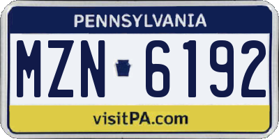 PA license plate MZN6192