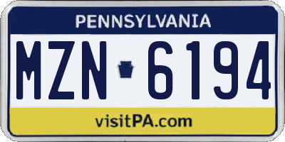 PA license plate MZN6194