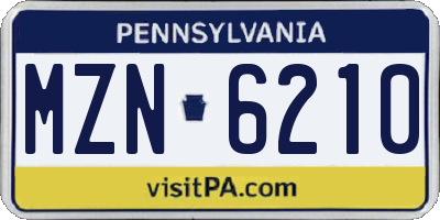 PA license plate MZN6210