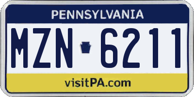 PA license plate MZN6211