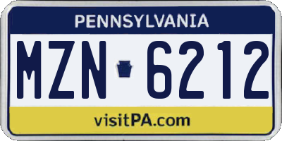 PA license plate MZN6212