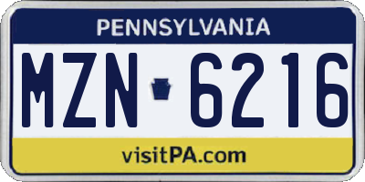 PA license plate MZN6216