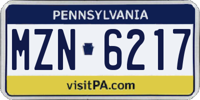 PA license plate MZN6217