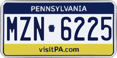 PA license plate MZN6225