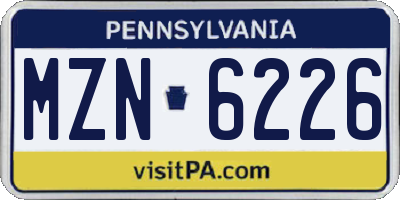 PA license plate MZN6226