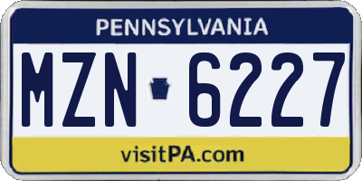 PA license plate MZN6227
