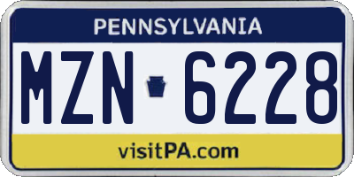 PA license plate MZN6228