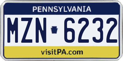 PA license plate MZN6232
