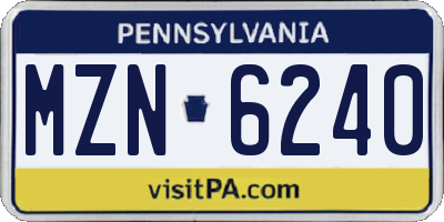 PA license plate MZN6240