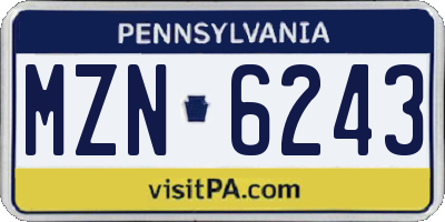 PA license plate MZN6243