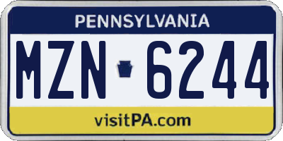 PA license plate MZN6244