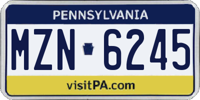 PA license plate MZN6245
