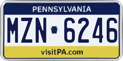 PA license plate MZN6246