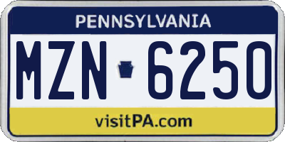 PA license plate MZN6250