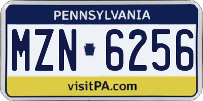 PA license plate MZN6256