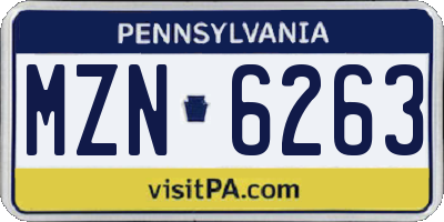 PA license plate MZN6263