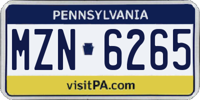 PA license plate MZN6265