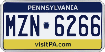 PA license plate MZN6266