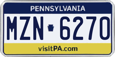 PA license plate MZN6270