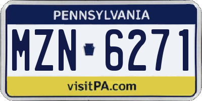 PA license plate MZN6271