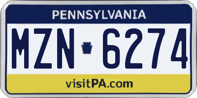 PA license plate MZN6274