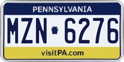PA license plate MZN6276