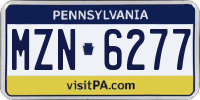 PA license plate MZN6277