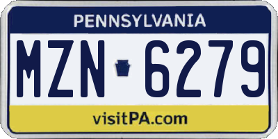 PA license plate MZN6279